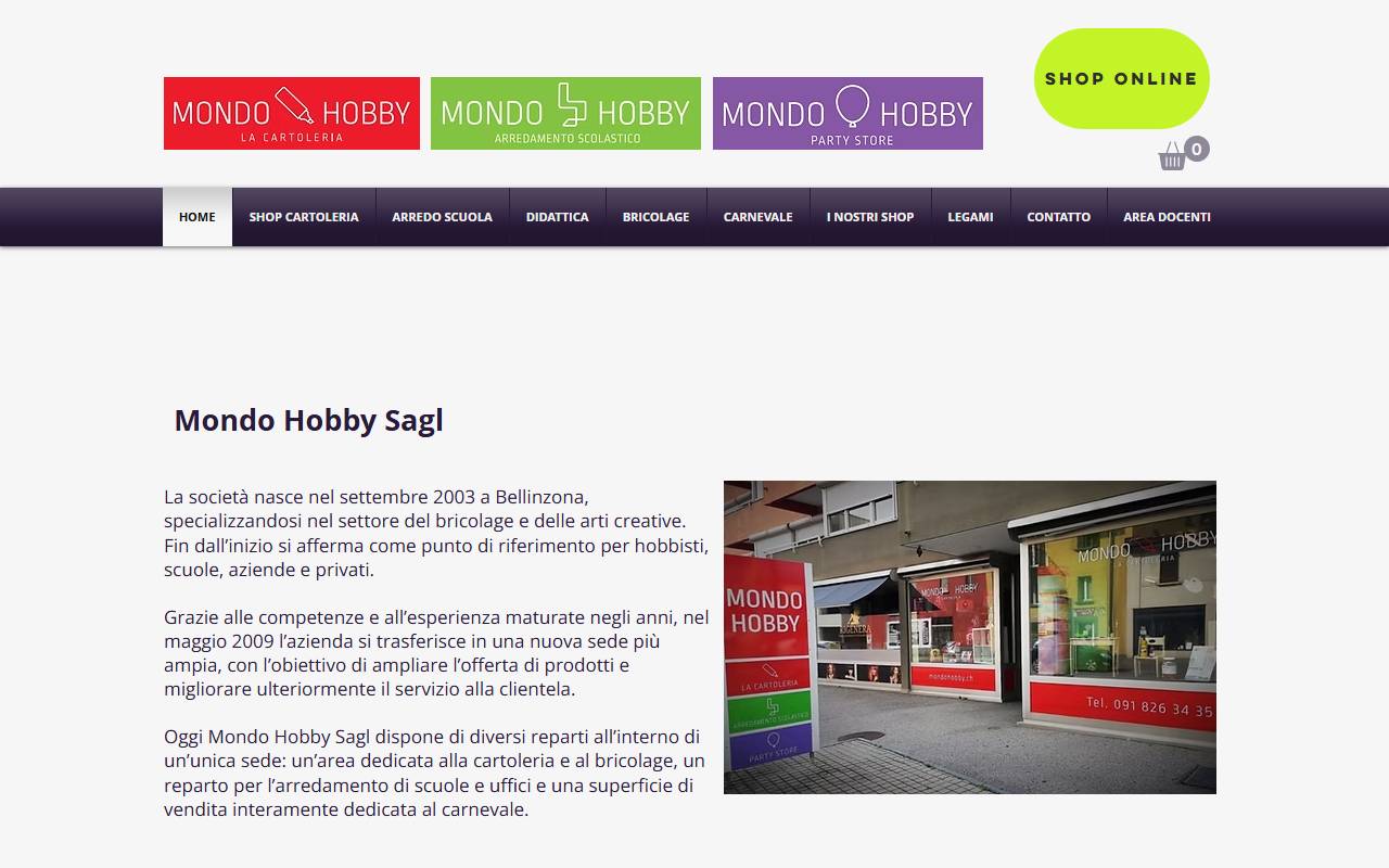 Anteprima del sito: Mondo Hobby Sagl
