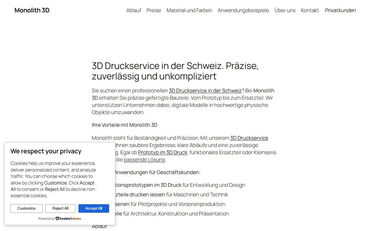 Anteprima del sito: Monolith Media Group Sagl