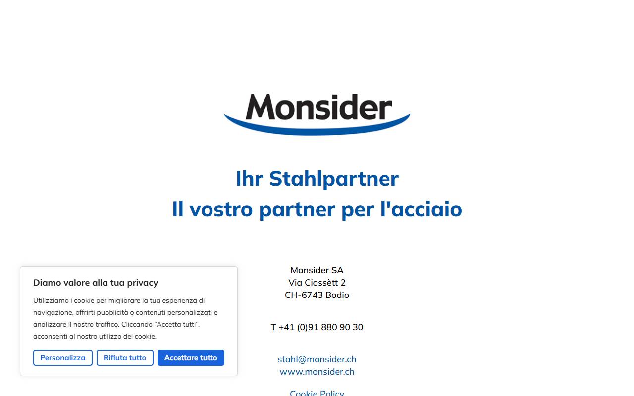 Anteprima del sito: Monsider SA