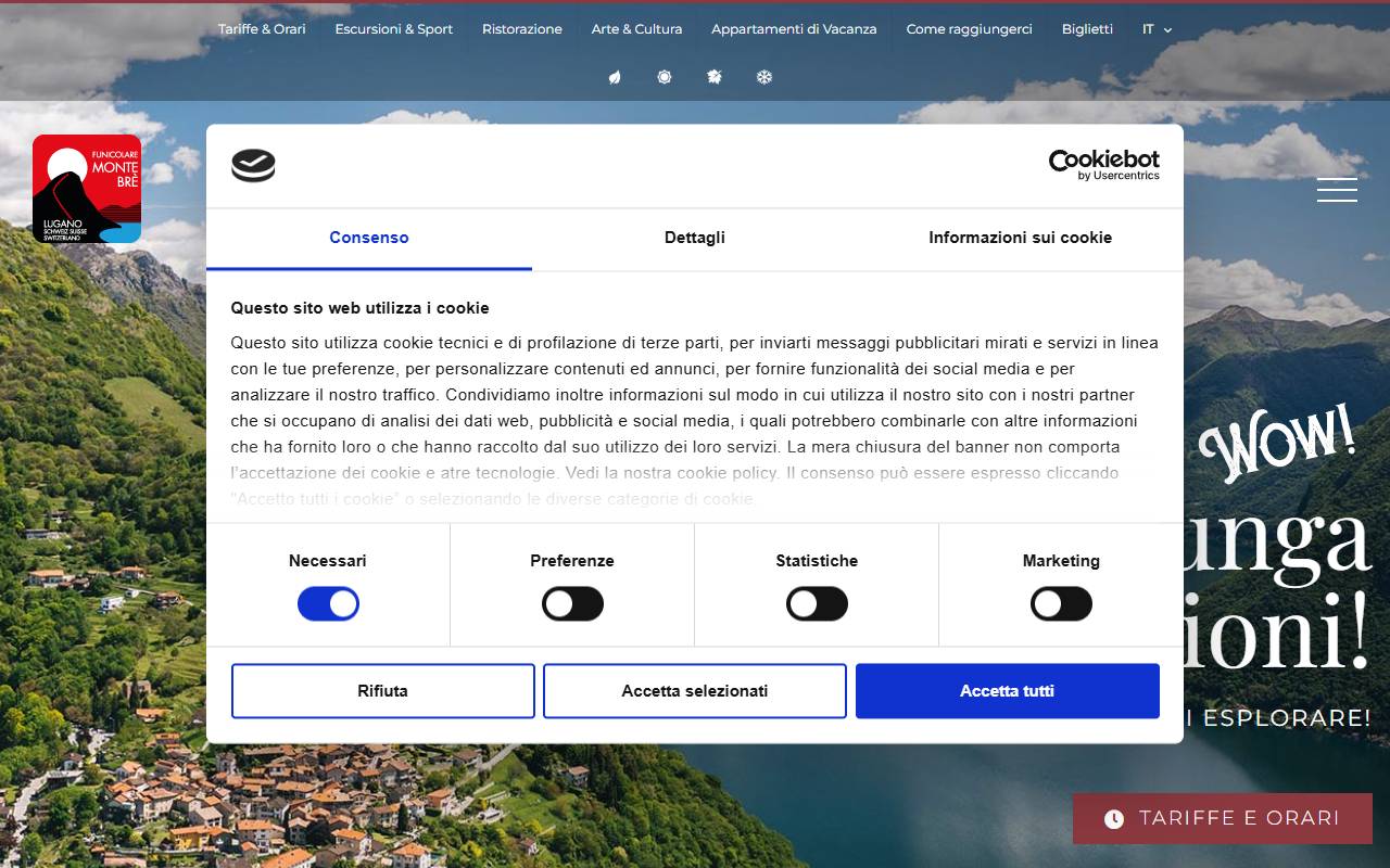Anteprima del sito: SOCIETÀ FUNICOLARE CASSARATE-MONTE BRÈ SA