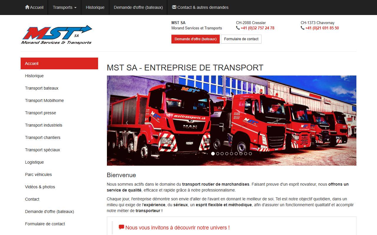 Anteprima del sito: MST TRANSPORT SAGL