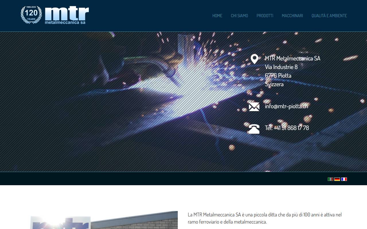 Anteprima del sito: MTR Metalmeccanica SA