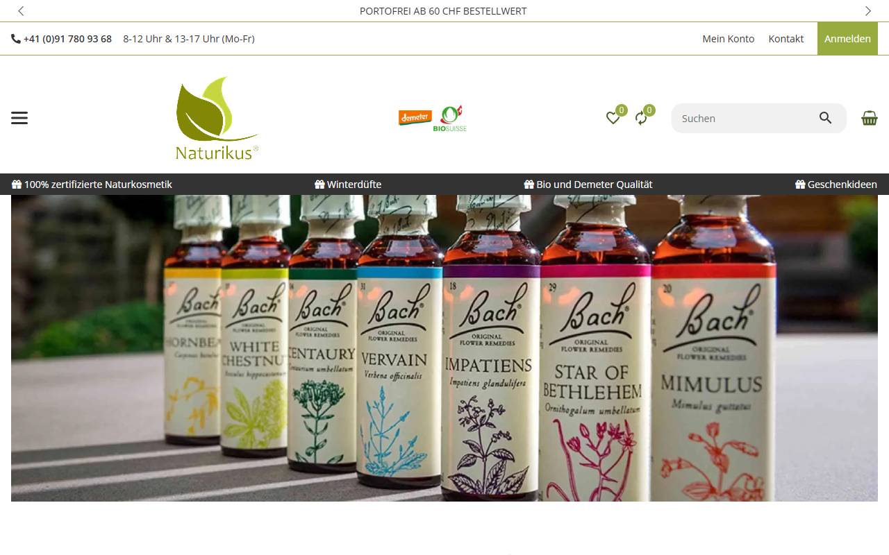 Anteprima del sito: Naturikus GmbH