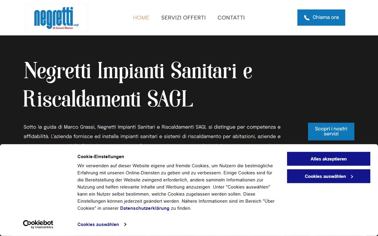 Anteprima del sito: NEGRETTI IMPIANTI SANITARI E RISCALDAMENTI SAGL