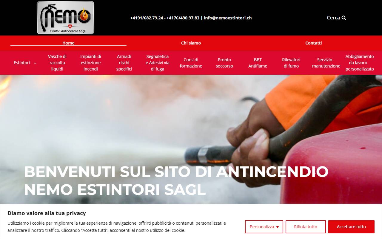 Anteprima del sito: Antincendio Nemo Estintori Sagl
