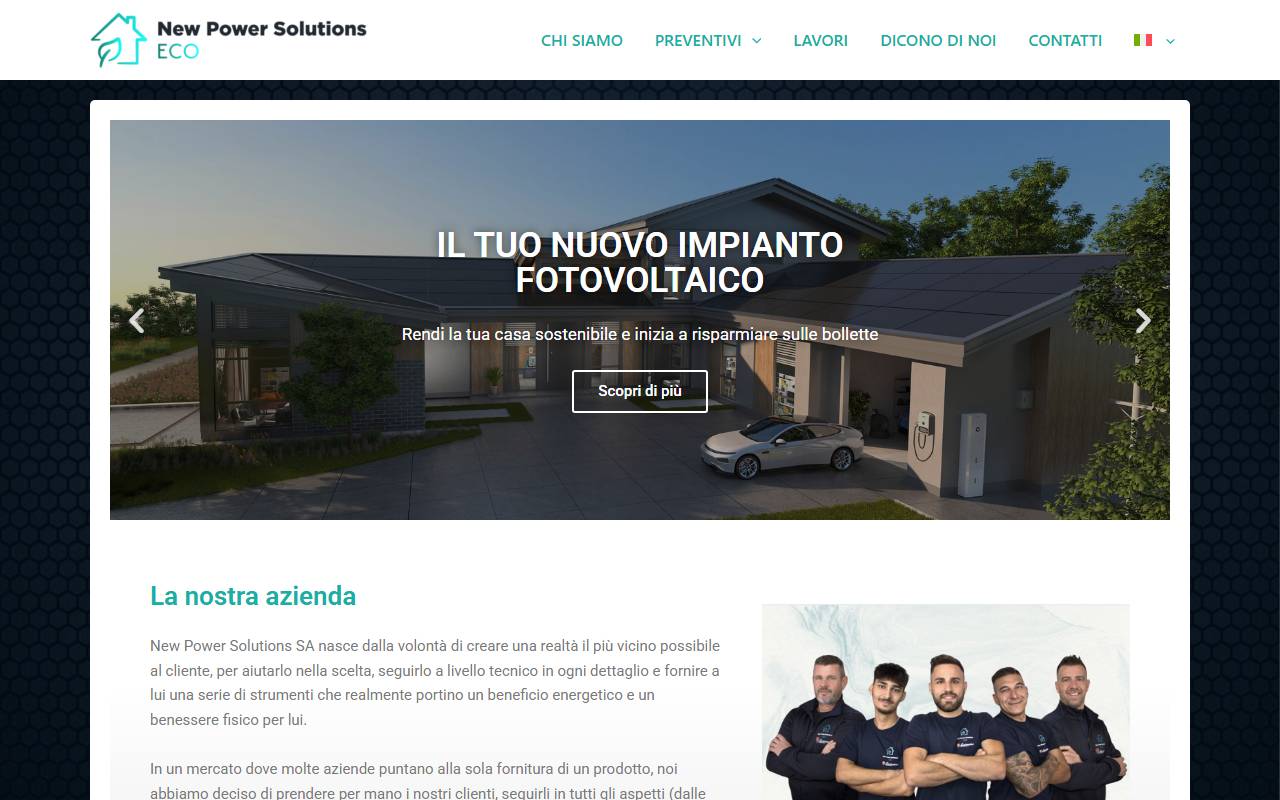 Anteprima del sito: New Power Solutions SA, succursale di Canobbio