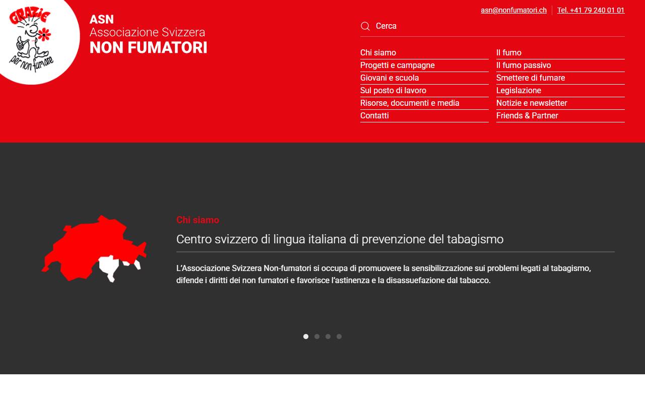 Anteprima del sito: Associazione Svizzera Non Fumatori (ASN)
