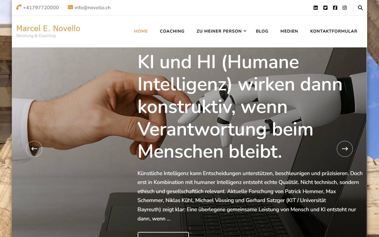 Anteprima del sito: Novello Swiss AG