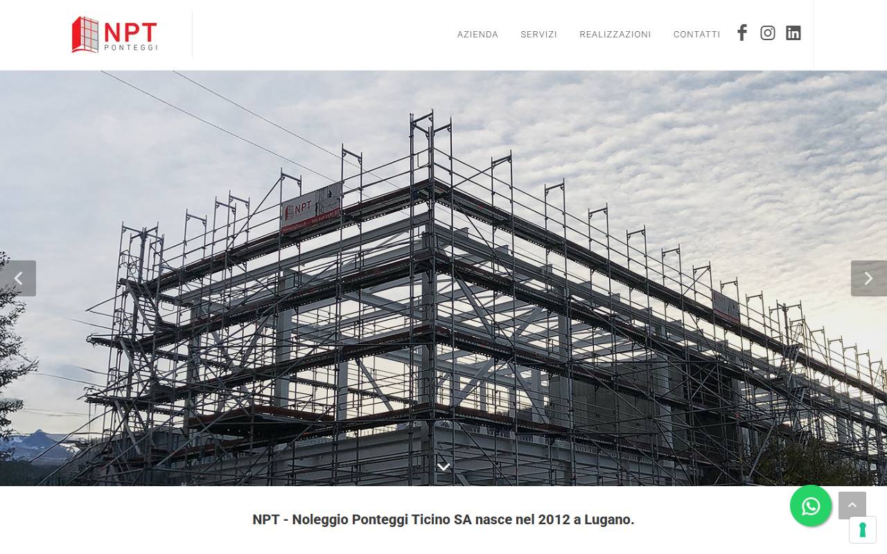 Anteprima del sito: NPT Noleggio Ponteggi Ticino SA