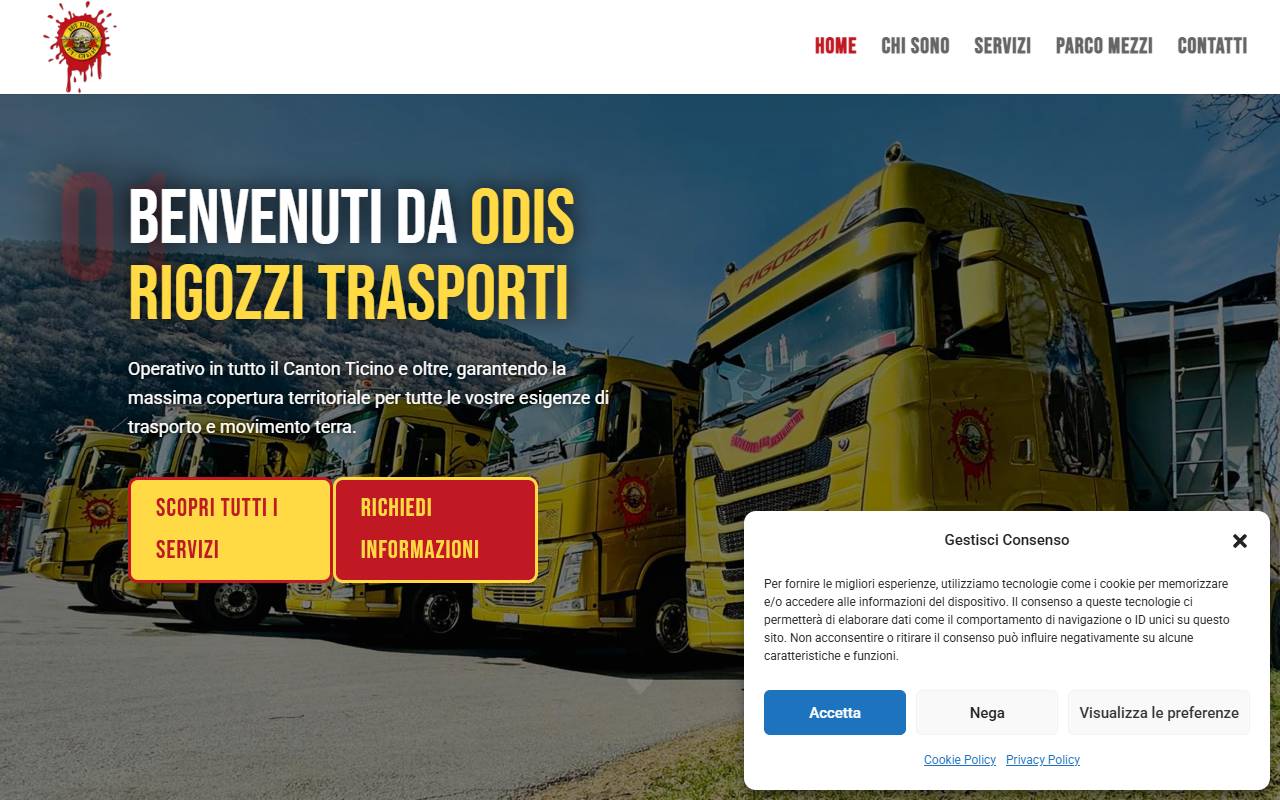 Anteprima del sito: Odis Rigozzi Trasporti Sagl