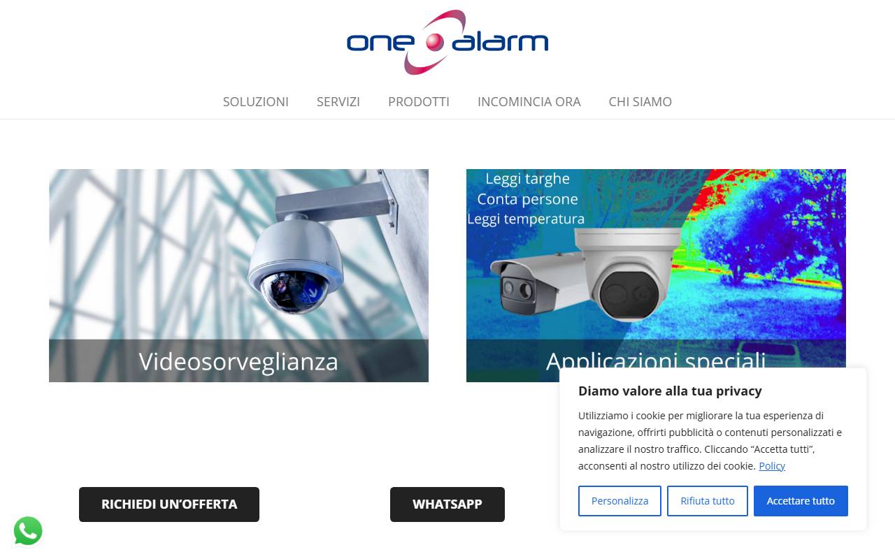 Anteprima del sito: One Alarm SA