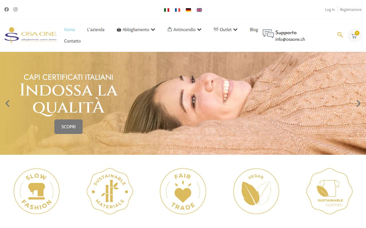 Anteprima del sito: OSA ONE Sagl