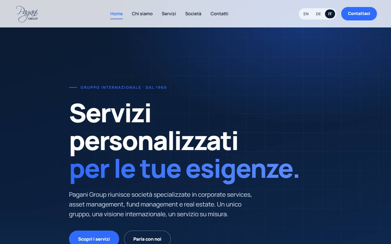 Anteprima del sito: PAGANI GROUP CORPORATE SERVICES SA, Succursale di Bellinzona