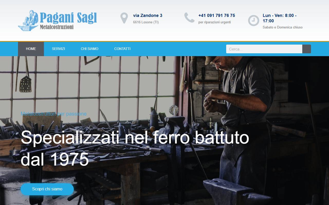 Anteprima del sito: PAGANI SAGL metalcostruzioni