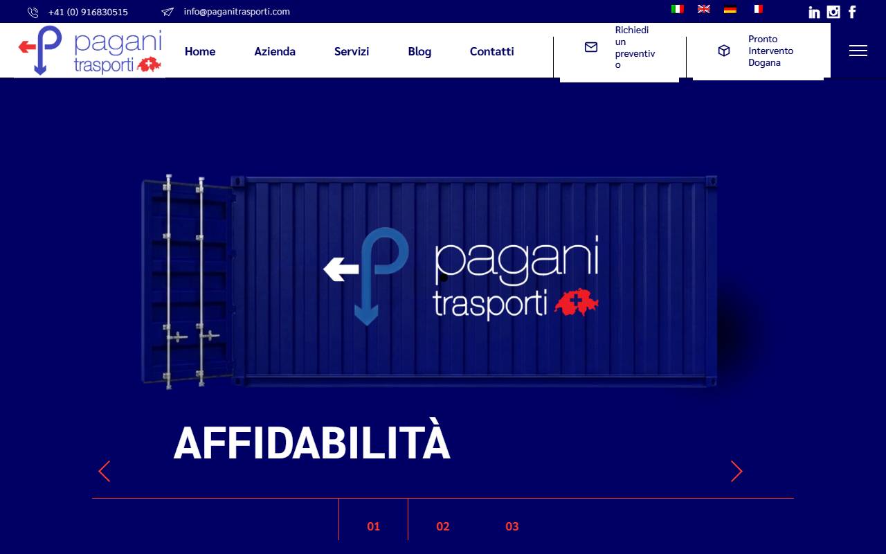 Anteprima del sito: Pagani Trasporti SA