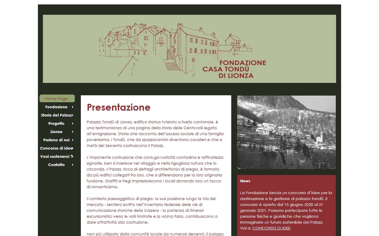 Anteprima del sito: FONDAZIONE CASA TONDU DI LIONZA