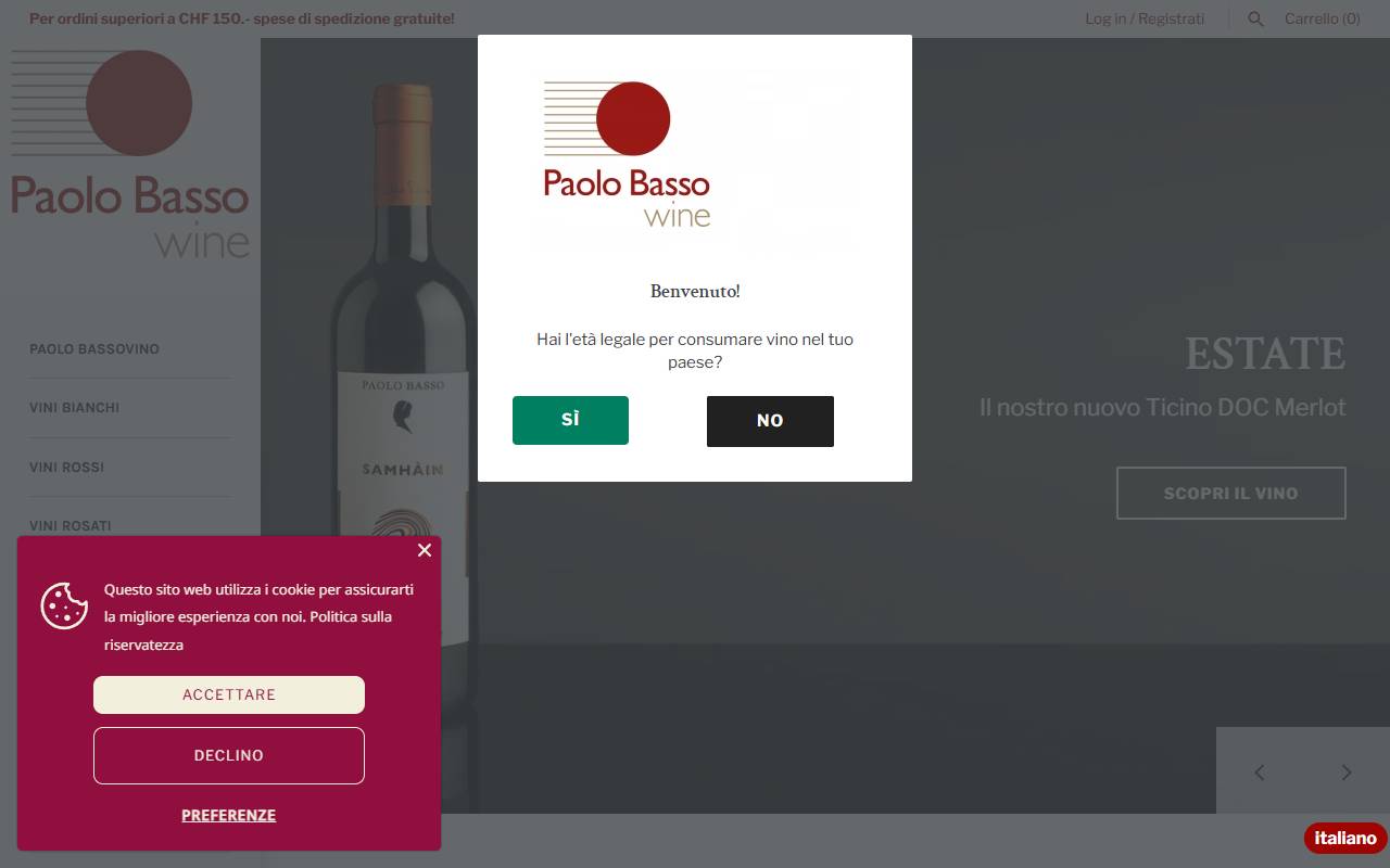 Anteprima del sito: Paolo Basso Wine Sagl