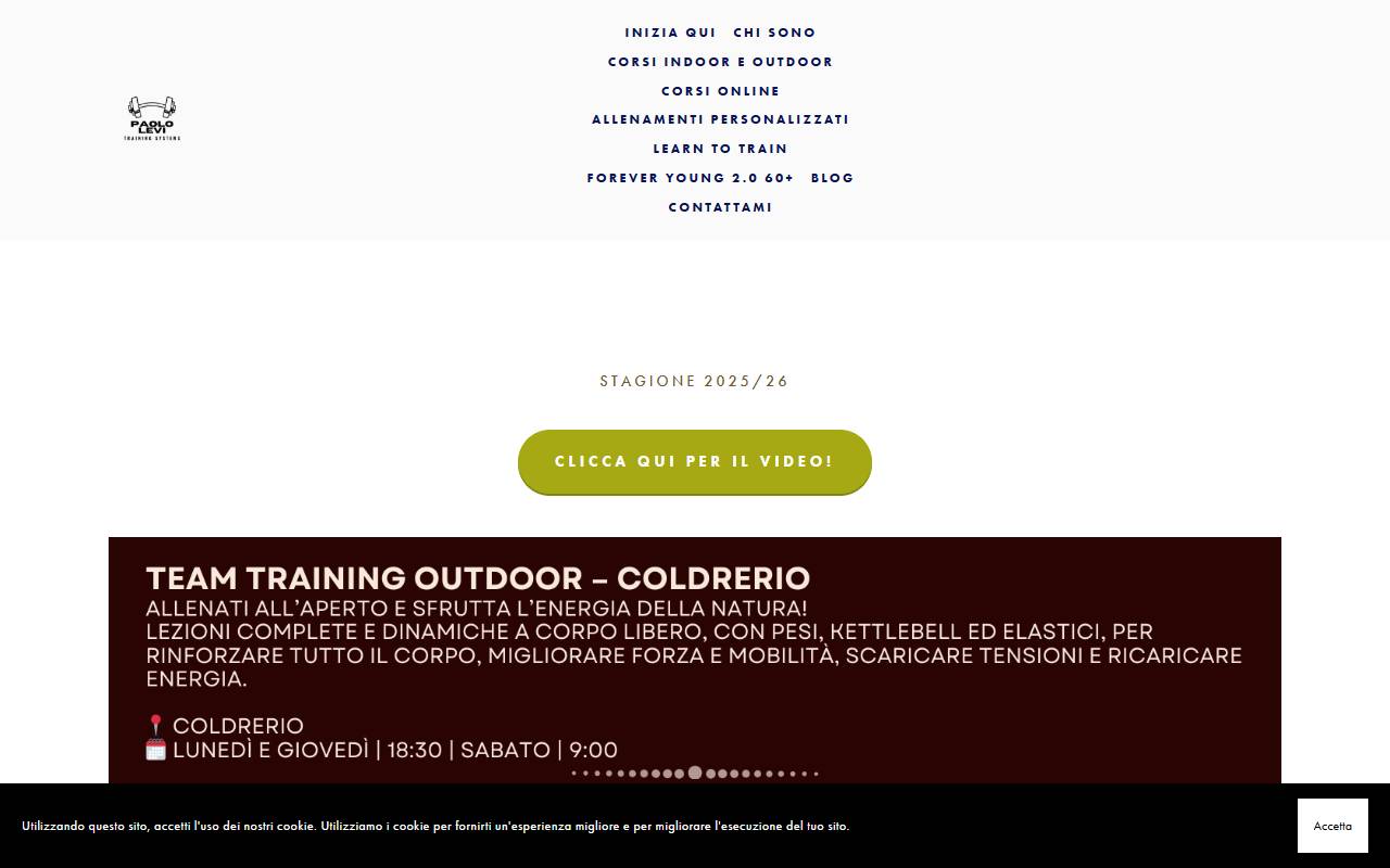 Anteprima del sito: PAOLO LEVI TRAINING SYSTEMS