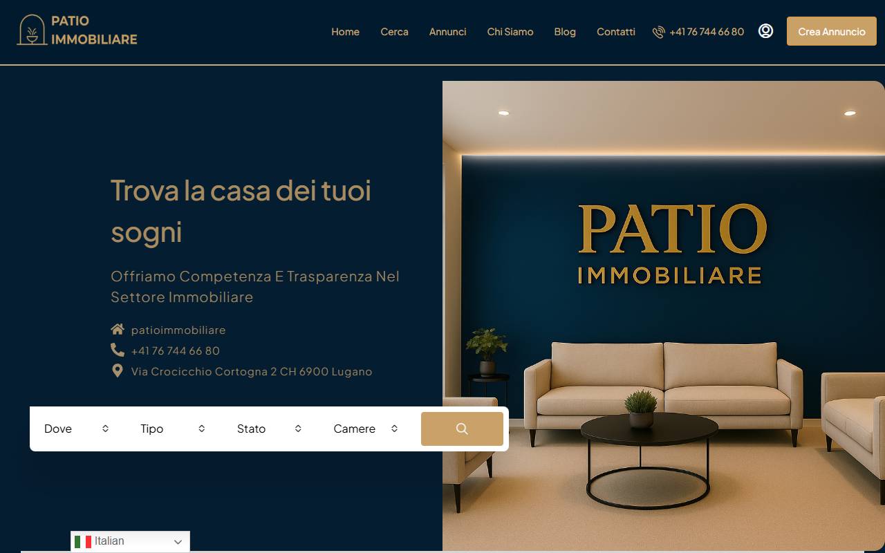 Anteprima del sito: Patio Immobiliare SA