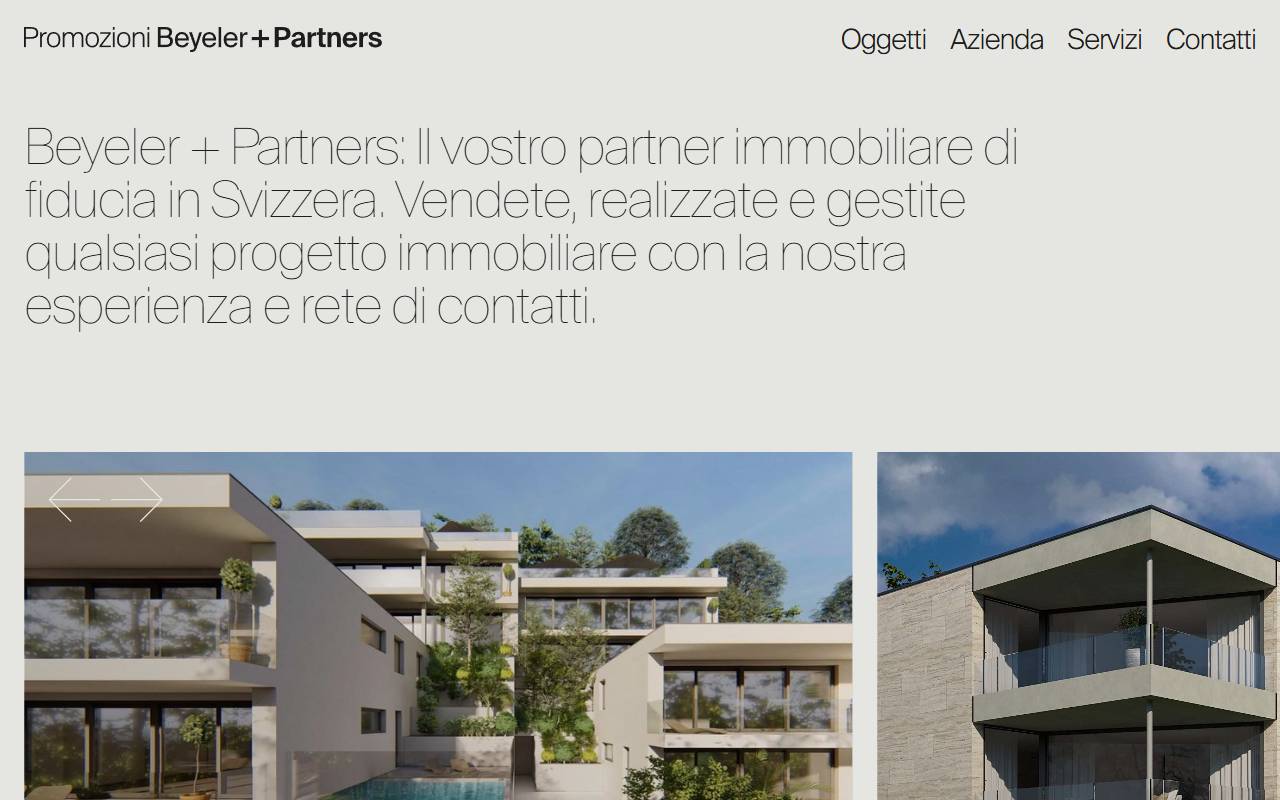 Anteprima del sito: Promozioni Beyeler e Partners SA