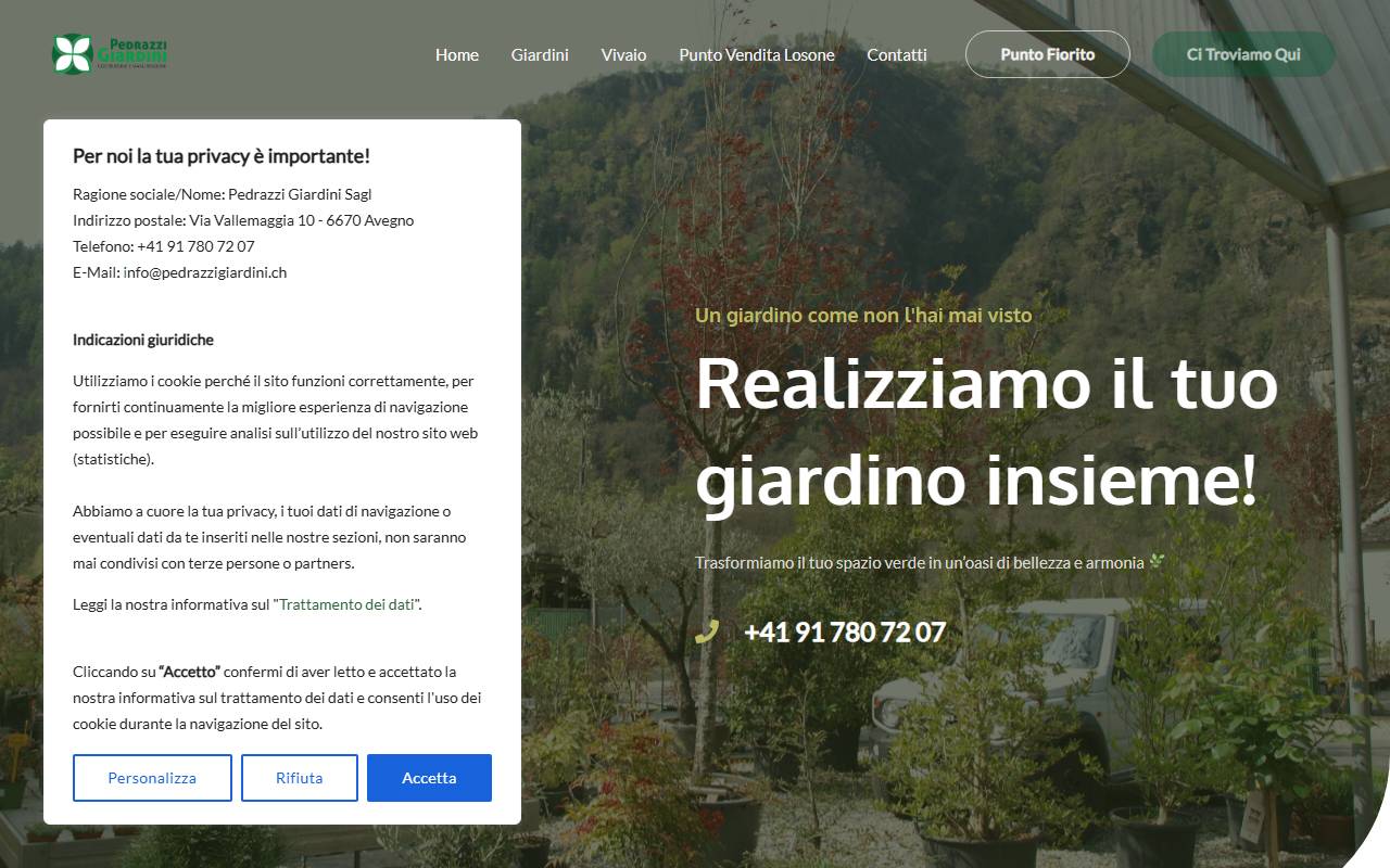 Anteprima del sito: PEDRAZZI GIARDINI SAGL