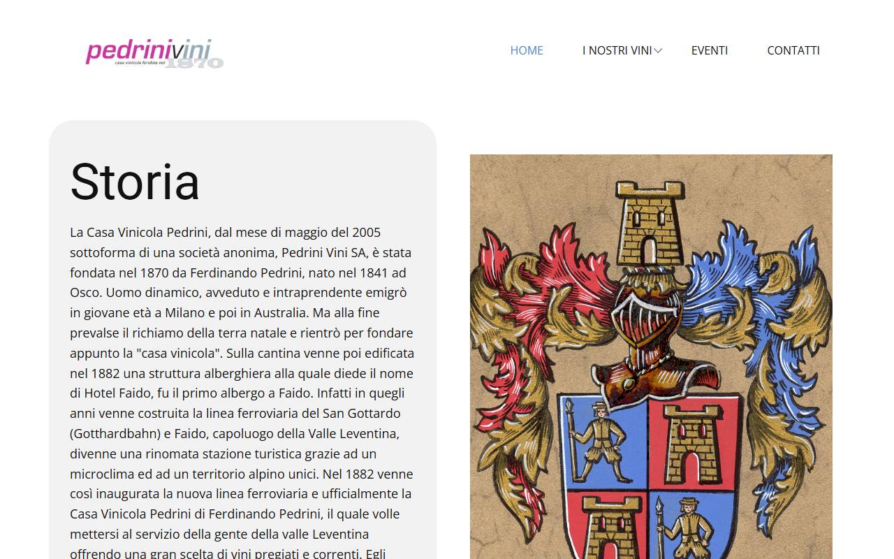 Anteprima del sito: PEDRINI VINI SA