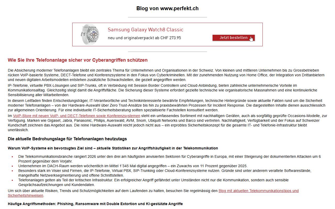 Anteprima del sito: Perfekt Tech Sagl