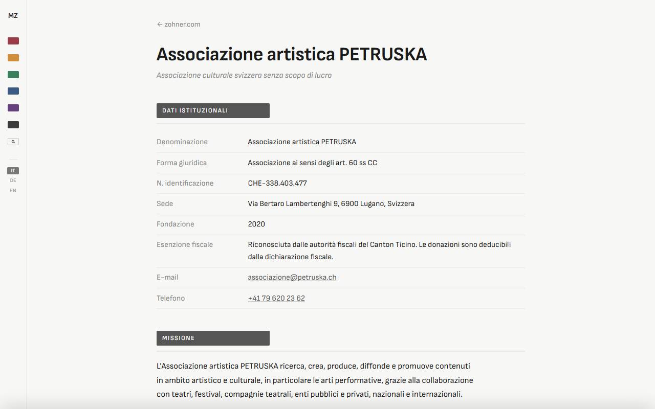 Anteprima del sito: Associazione artistica PETRUSKA