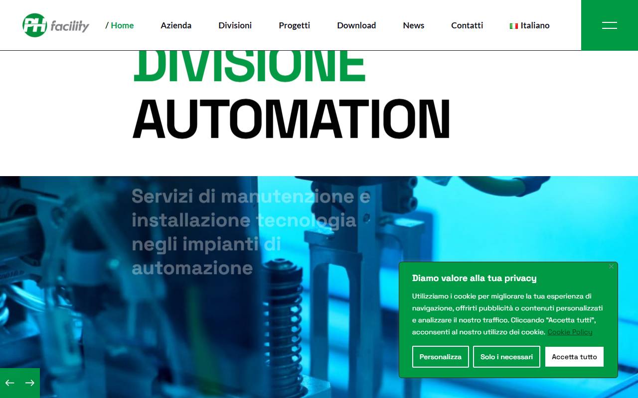 Anteprima del sito: PH facility Sagl