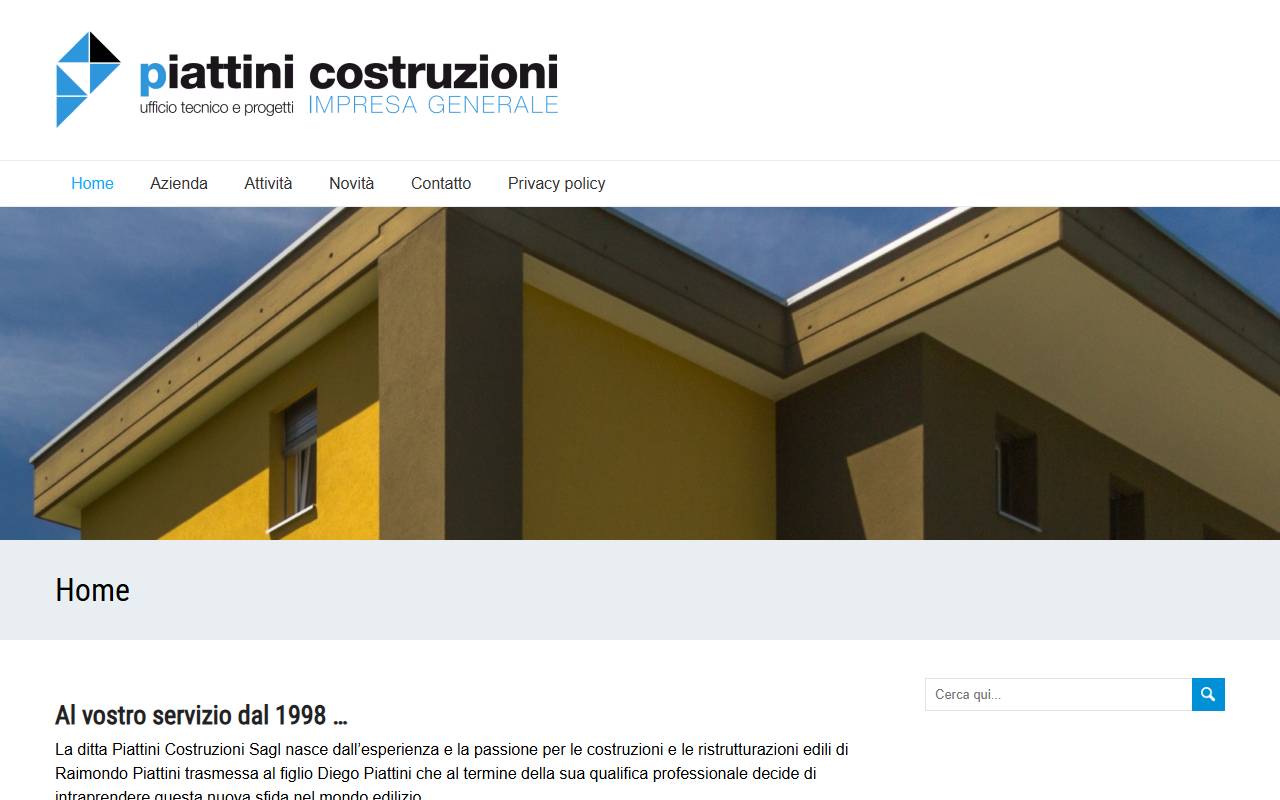 Anteprima del sito: Piattini Costruzioni Sagl