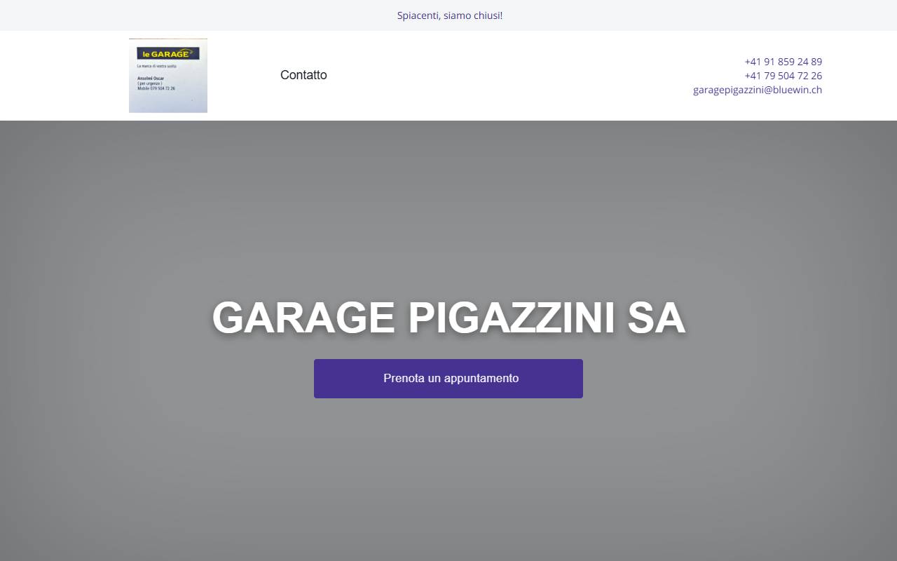 Anteprima del sito: Garage Pigazzini SA