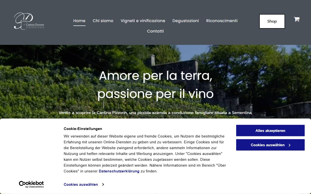 Anteprima del sito: Cantina Pizzorin Vitivinicola di Giancarlo Pestoni