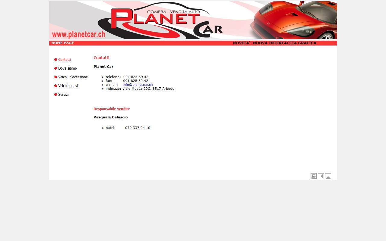 Anteprima del sito: PLANET CAR Sagl