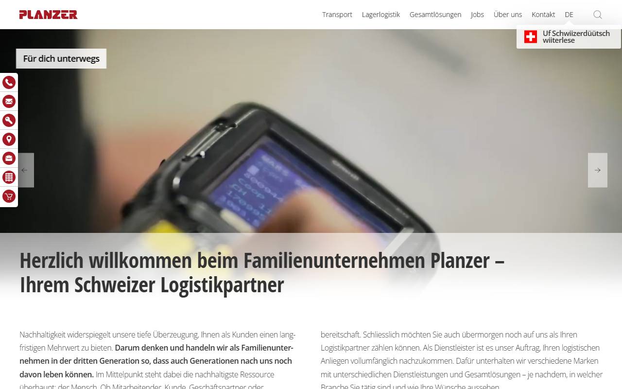 Anteprima del sito: Planzer Trasporti SA