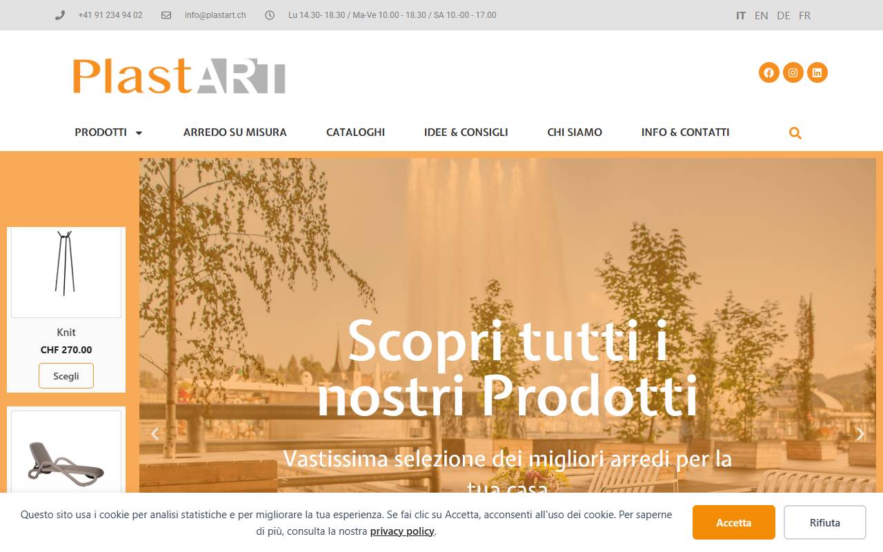 Anteprima del sito: PLASTART SUISSE SAGL