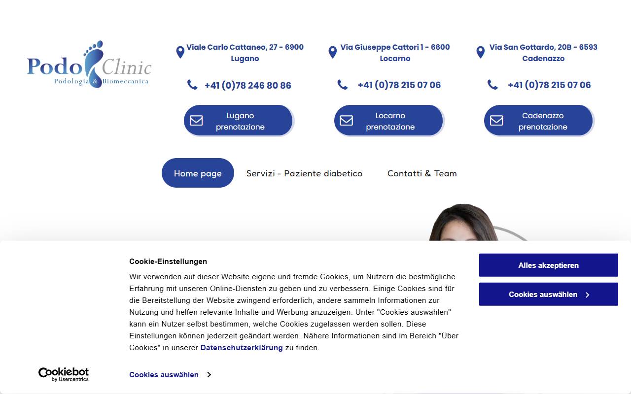 Anteprima del sito: PodoClinic Sagl