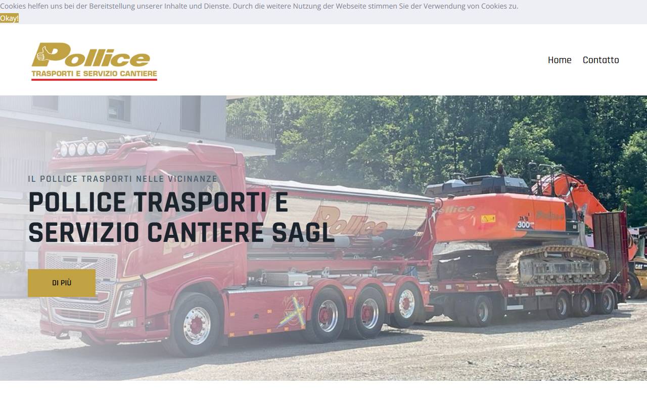 Anteprima del sito: Pollice Trasporti e Servizio Cantiere Sagl