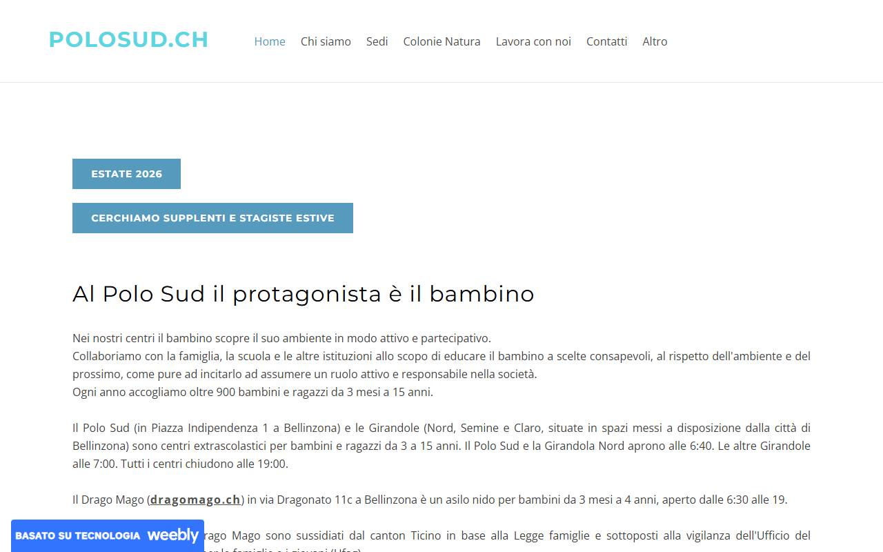 Anteprima del sito: Associazione Polo Sud