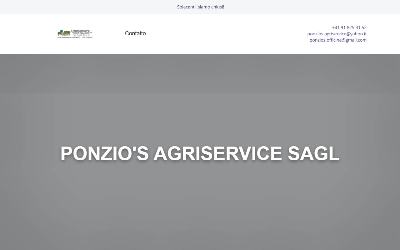 Anteprima del sito: Ponzio's Agriservice Sagl