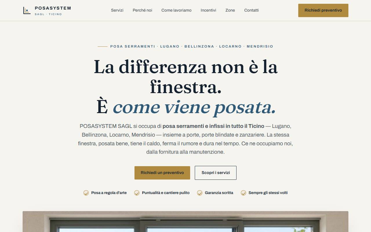 Anteprima del sito: Posa System Sagl