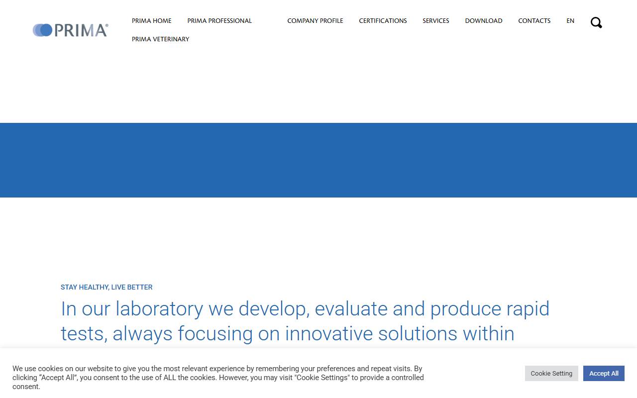 Anteprima del sito: PRIMA Lab SA