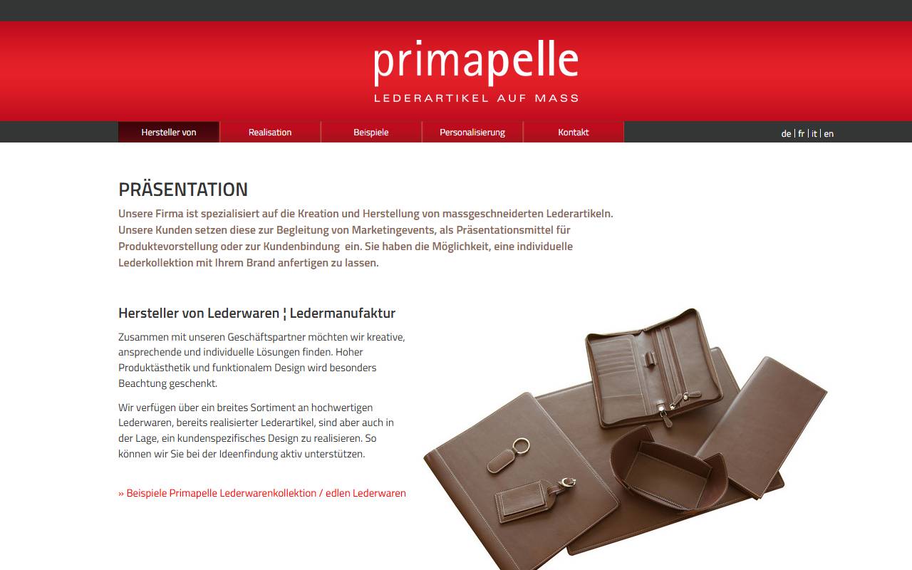 Anteprima del sito: PrimaPelle, Daniel Strehler