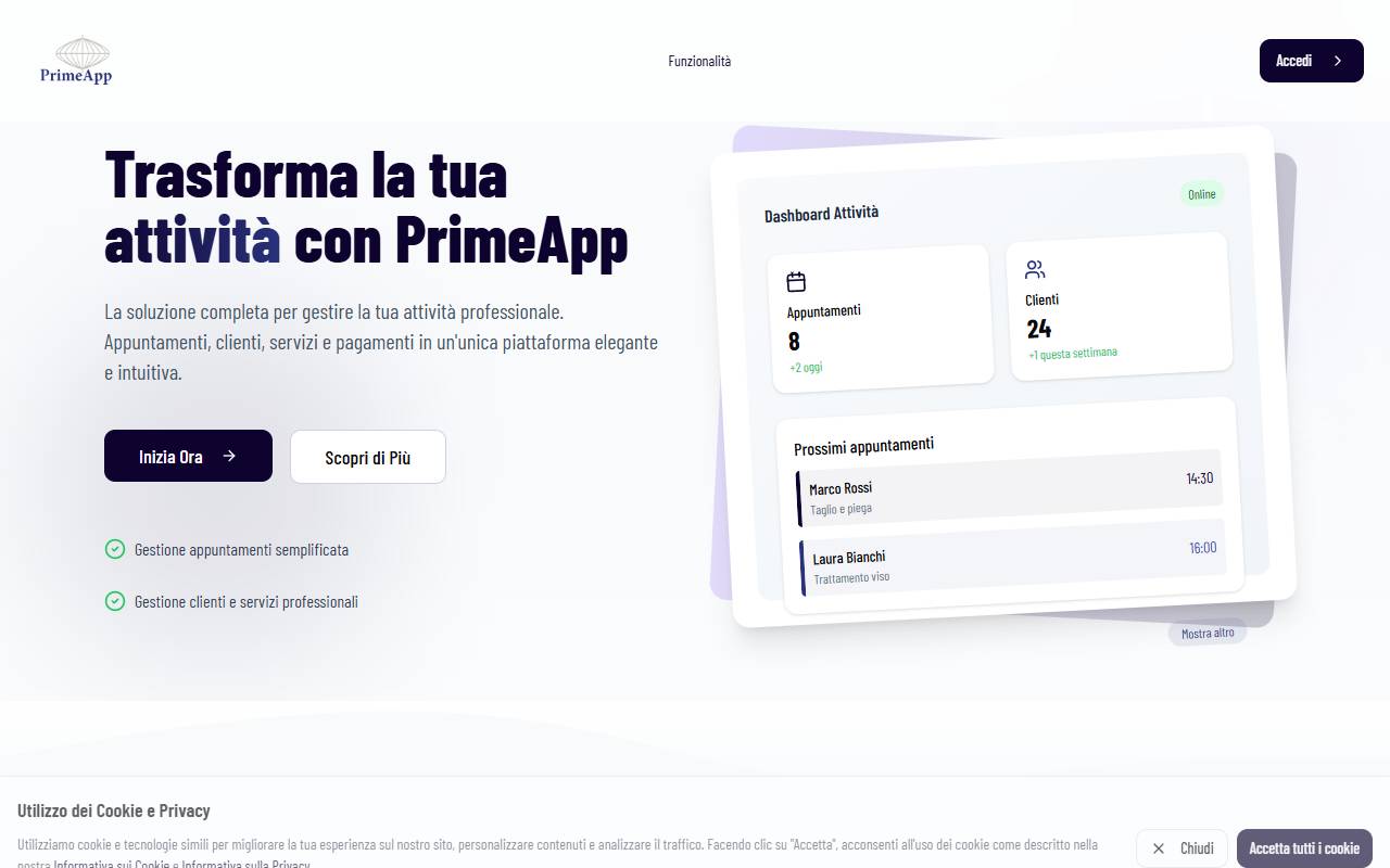 Anteprima del sito: PrimeApp Sagl