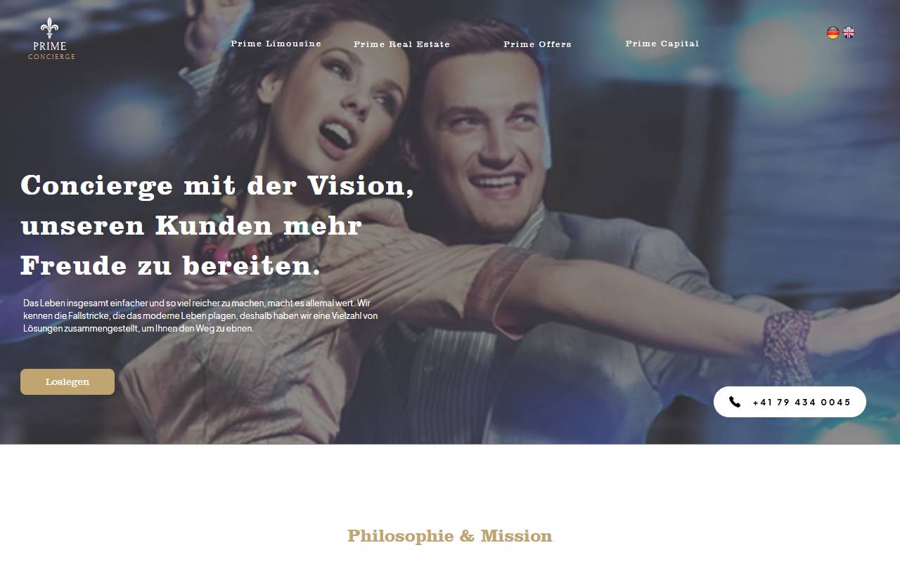 Anteprima del sito: Prime Concierge Sagl