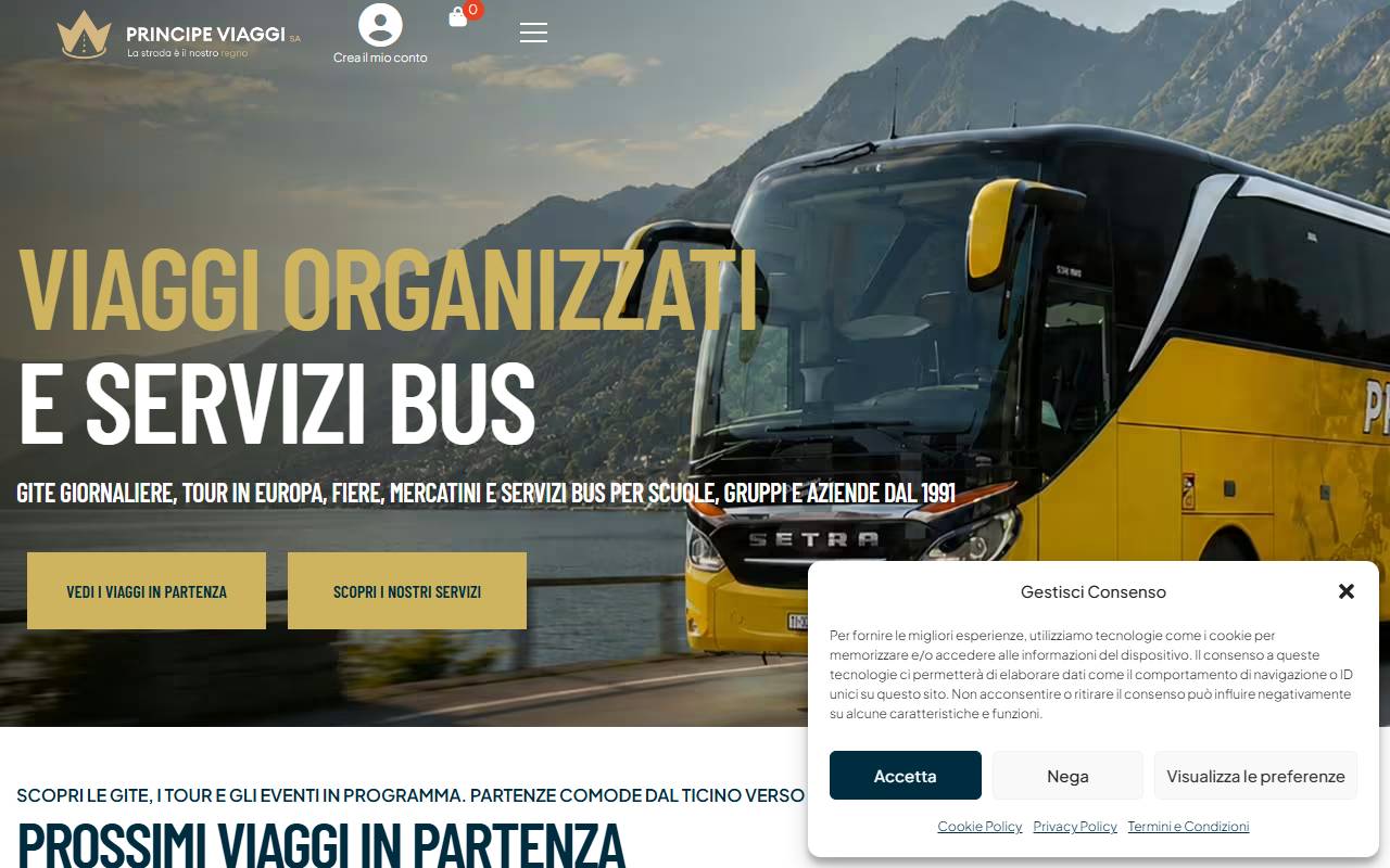 Anteprima del sito: PRINCIPE VIAGGI SA