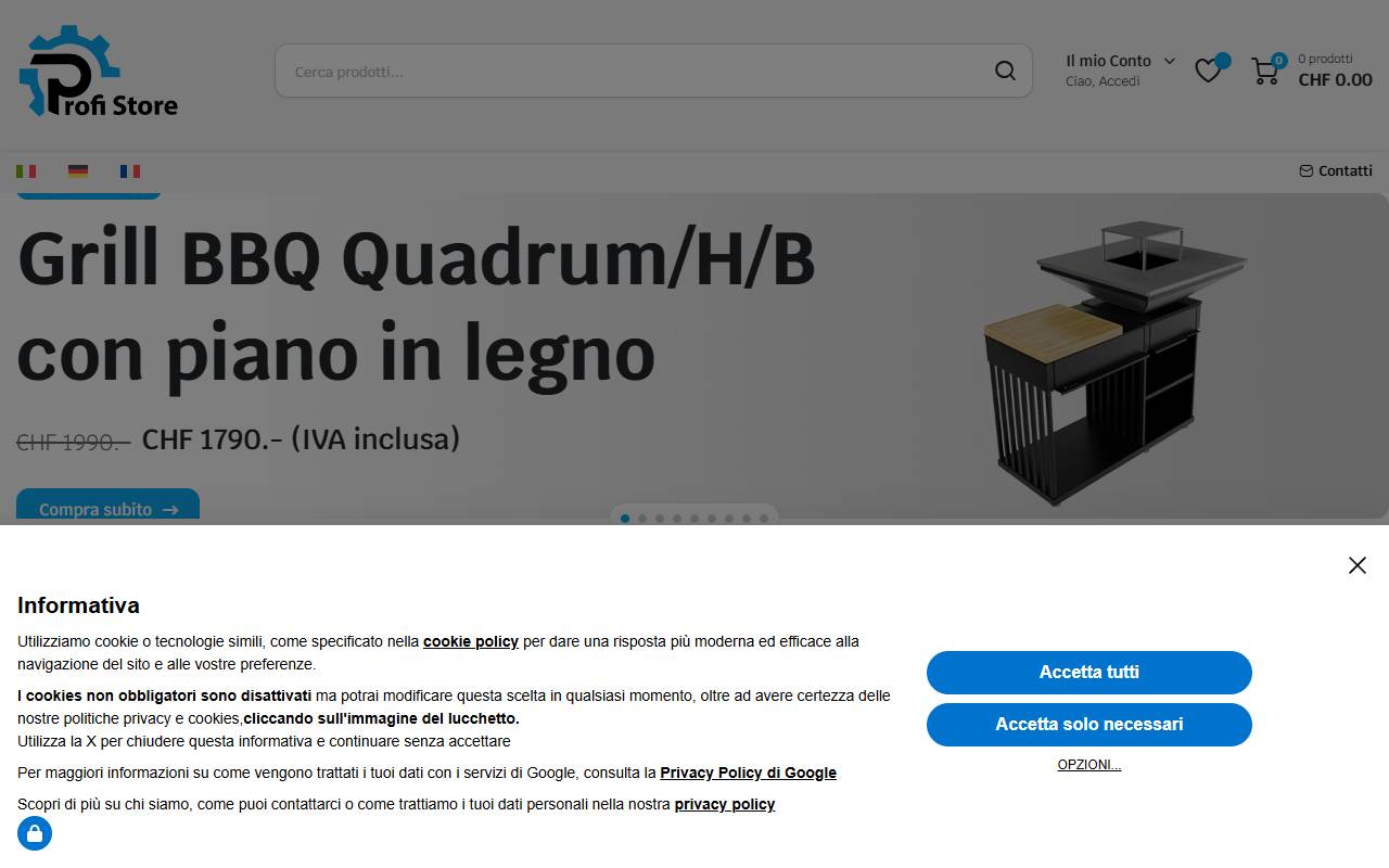 Anteprima del sito: Profi Store Sagl