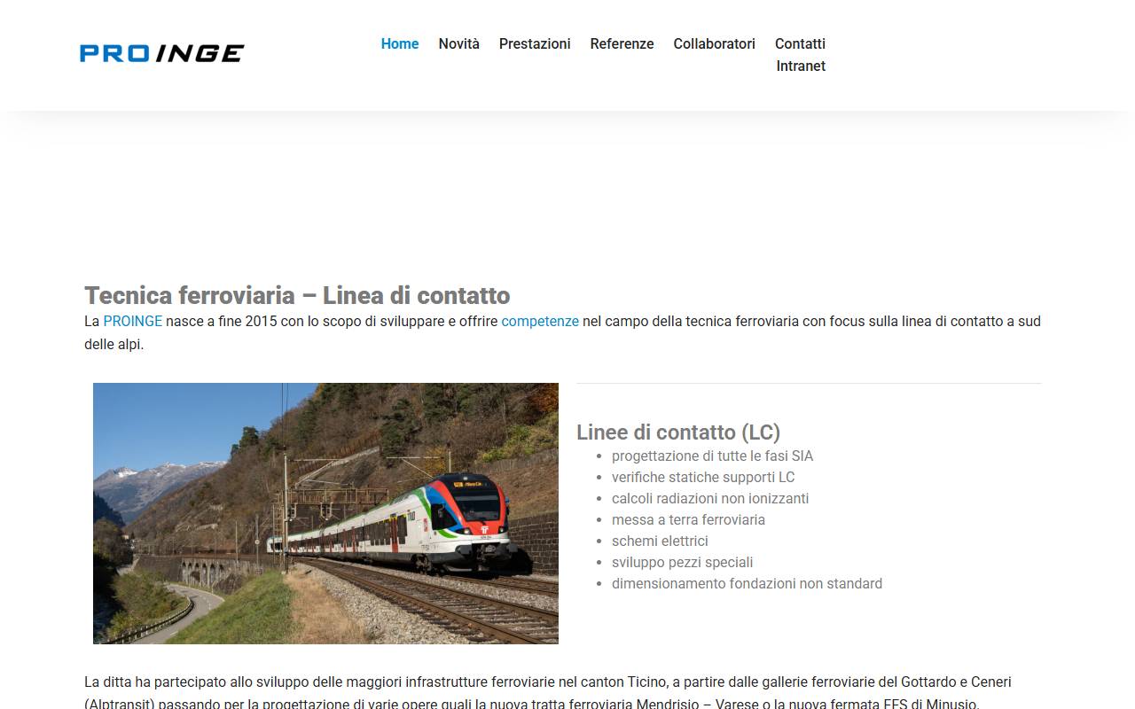 Anteprima del sito: PROINGE Sagl