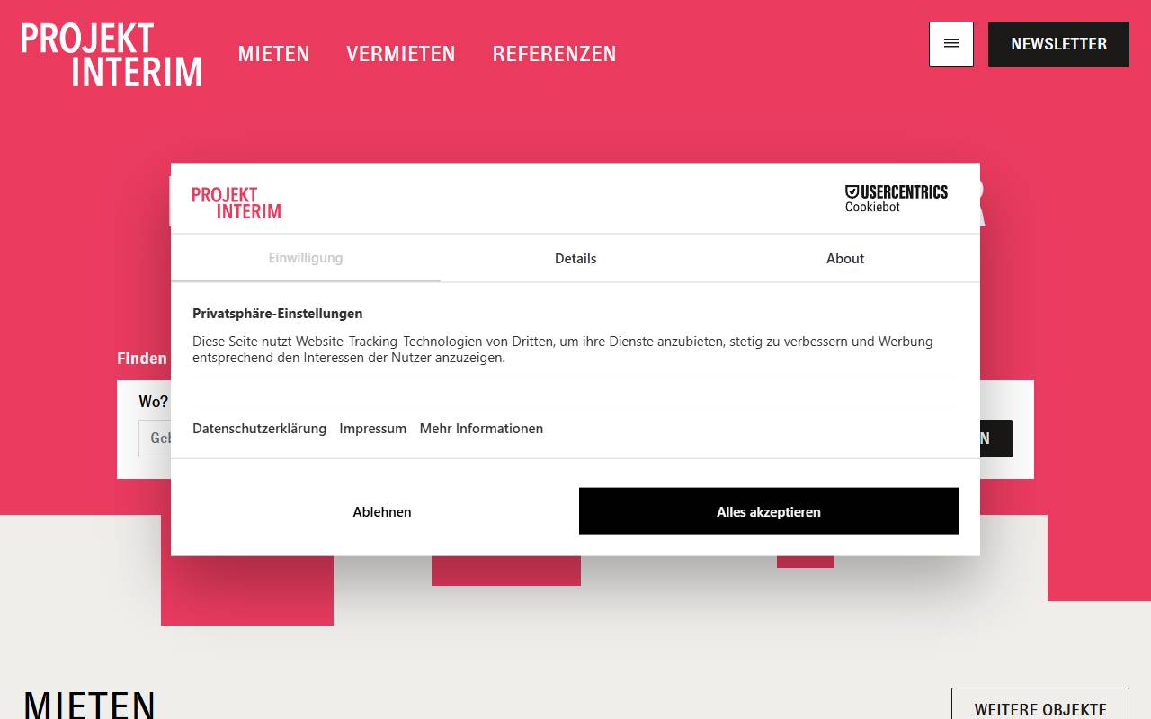 Anteprima del sito: Projekt Interim Ticino GmbH