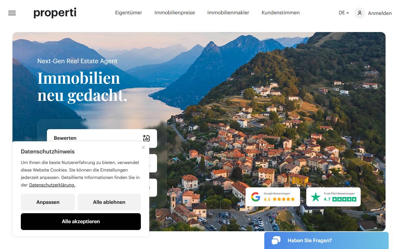 Anteprima del sito: Properti AG, succursale di Lugano