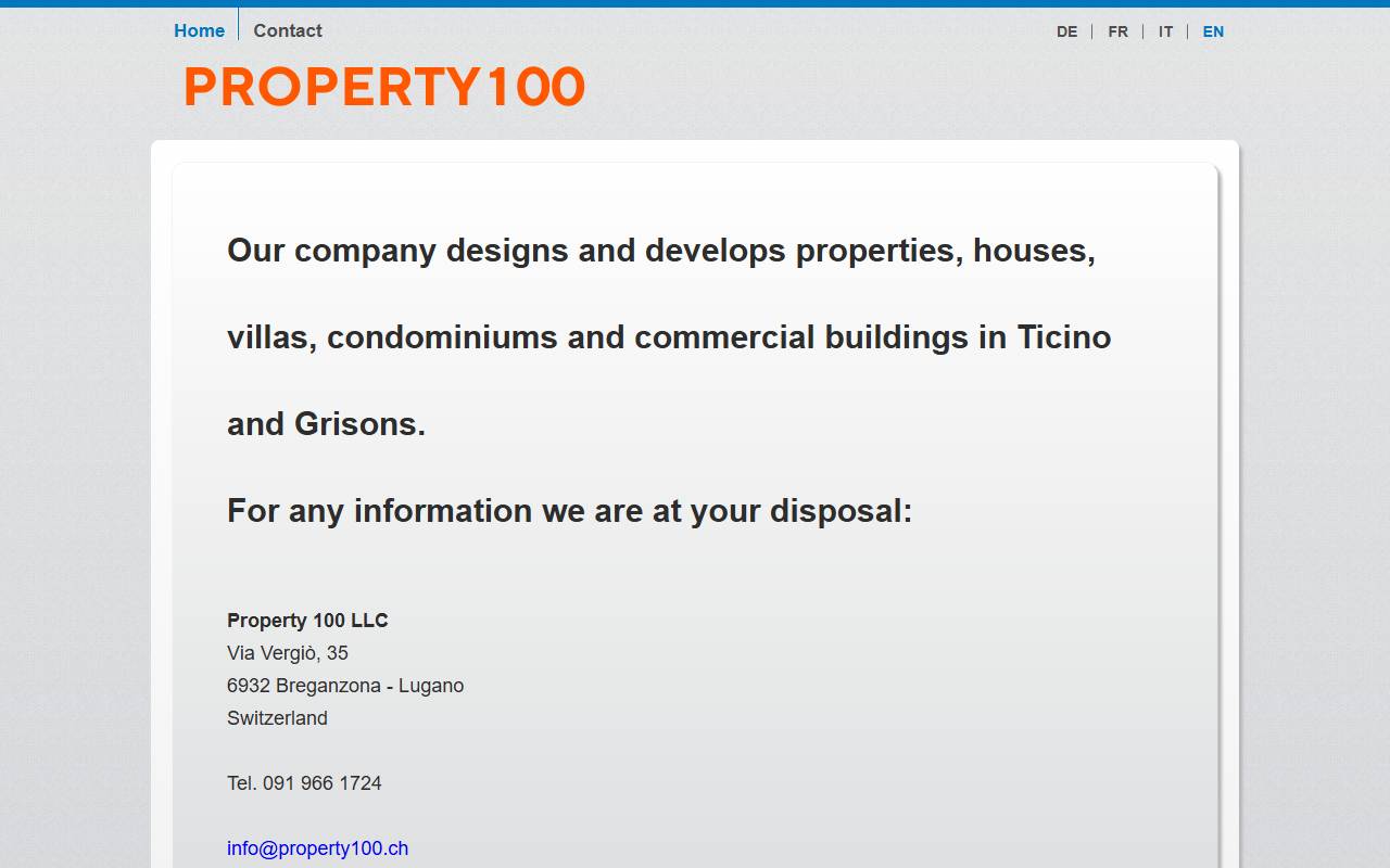 Anteprima del sito: Property 100 Sagl